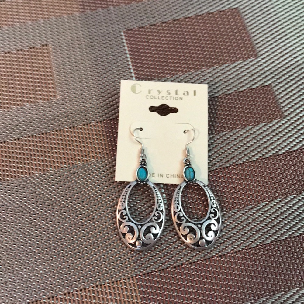 Turquoise and Silver Boho Earrings